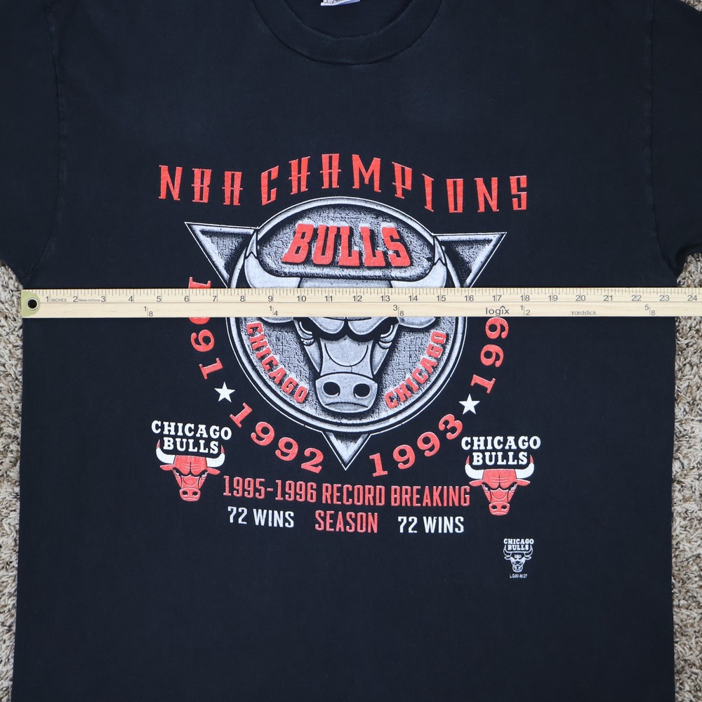 Vintage 1996 Chicago Bulls NBA Champions T-Shirt XL 90s Streetwear Black - Picture 7 of 9